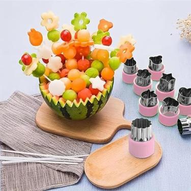 Imagem de Conjunto de 12 peças de formas de cortador de legumes, mini cortadores de biscoitos, molde de carimbos de pastelaria de frutas, aço inoxidável faça você mesmo para biscoito fondant, bolo, frutas