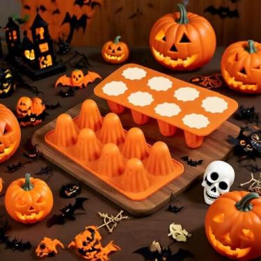 Imagem de Moldes de silicone Ghost 8 cavidades antiaderentes 3D moldes de chocolate para geleia pudim de goma cubo de gelo bolo de resina decorações de festa de Halloween