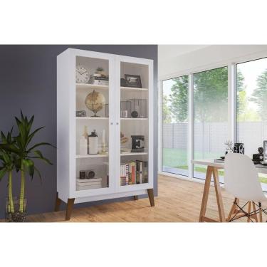 Imagem de Cristaleira Sala Jantar Jamaica c/ 2 Portas c/ Vidro Branco - Genialflex