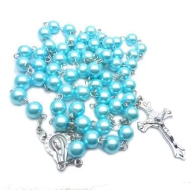 Imagem de Rosário feminino com contas de oração unissex rosário católico primeira comunhão com rosário cruz como presente, One Size, Metal, Sem Pedra Preciosa