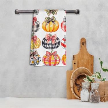 Imagem de Toalha de banho de cozinha para decoração de arco de abóbora de coquete de outono, toalha de chá reutilizável, panos de prato, adequada para banheiro, casa, cozinha, pia, festas de chá, decorações de