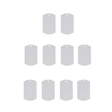 Imagem de Pingentes de etiqueta em branco com 10 peças, pingentes pendentes de aço inoxidável 201 para decoração de pingente de colar faça você mesmo, pulseira, joias, chaveiro, bolsa, decoração, 43 x 24 x 1 mm