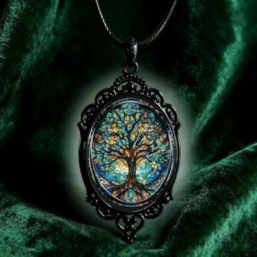 Imagem de Colar com pingente de vidro gótico para mulheres, sol e lua, estilo punk, vintage, corrente de corda de camafeu lunar, acessórios de bruxa, joias modernas, dia dos namorados, standard, Liga de aço