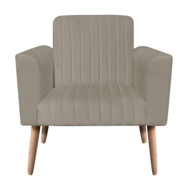 Imagem de Poltrona Viena Gomada Suede Marrom Rato Pés Palito Natural D'rossi