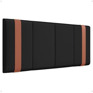 Imagem de Cabeceira Estofada Suspensa 140/160cm Suede e Couro Sintético | Para Cama Casal e Queen(PARISE 1.40 PRETO)