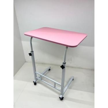 Imagem de Mesa Notebook Multifuncional com Rodinhas e Altura Ajustável – Home Office, Escrivaninha para Computador e Estudo (rosa)