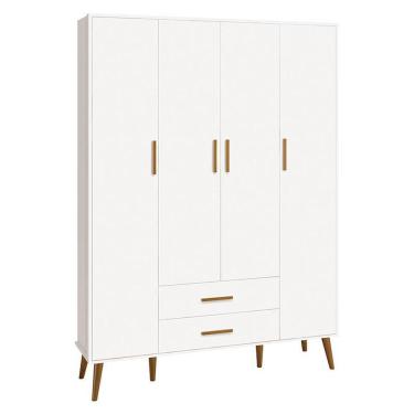 Imagem de Guarda Roupa Infantil Isis 4 Portas E 2 Gavetas Branco - Reller Móveis Branco