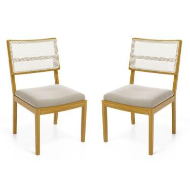 Imagem de Kit Com 2 Cadeiras Milena Madeira Maciça Assentos Estofados Encostos D