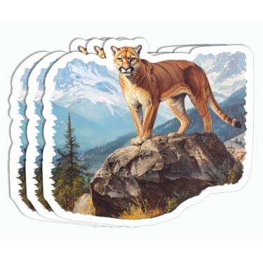 Imagem de 3 adesivos de leão com montanha - adesivo amante de leão - adesivo de animal - adesivo de vida selvagem - adesivo para garrafa de água - laptop - caderno.