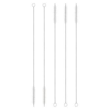 Imagem de HARFINGTON Conjunto de escovas de limpeza de palha, aço inoxidável 304 de comprimento 304 e cerdas de nylon para garrafa de água, tubos de copo de canudo de silicone, branco (10 mm OD, conjunto de 5