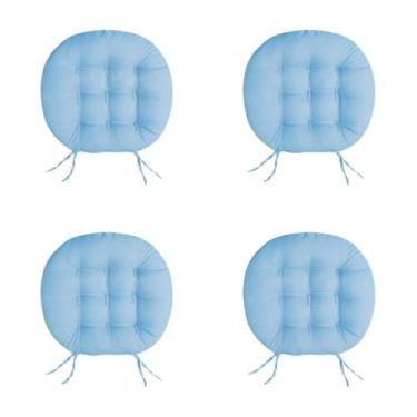 Imagem de 4 Futon Redonda 9 Furos Assento De Cadeira 40x40 cm(AZUL CELESTE)