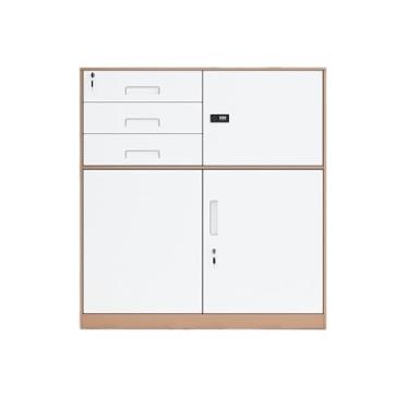 Imagem de Armário de Arquivos Armário de arquivo ferro armário curto escritório armazenamento dados varanda estante com bloqueio pequeno(Brown)