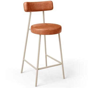 Imagem de Banqueta Baixa Cozinha Sala Jantar Bancada Milão Arena L02 Couríssimo Camel - Lyam Decor