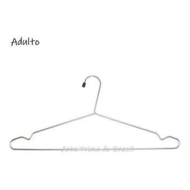 Imagem de 50 Cabides Adulto Cromado Tradicional P/ Mancebo Antideslizantes - Art