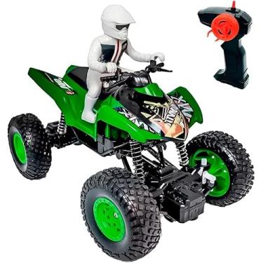 Imagem de Moto de Controle Remoto Off-Road, Verde, Material ABS, 19x12x14cm, com Bateria Recarregável USB, Controle e Boneca, para Crianças +3 Anos