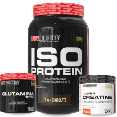 Imagem de Kit Whey Iso Protein Chocolate 2Kg + Power Creatina 100g + Glutamina 100% 300g - Bodybuilders
