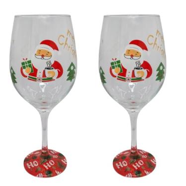 Imagem de Kit 2 Taças de Vidro 490 ml de Natal Papai Noel Vermelho