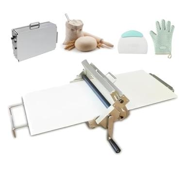 Imagem de CNAOHGHN MáQuina De Abrir Massa Manual Compacta Com Manivela, MáQuina DobráVel Em AçO InoxidáVel Para Abrir Massa, Com Ajustes De Espessura (0-27 Mm/0-17,5 Mm) Para Fazer Massa Folhada E Croissants