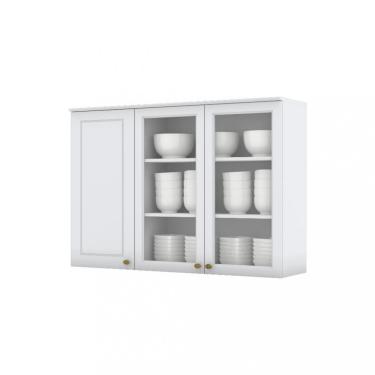 Imagem de Armário Aéreo 120cm com Vidro 3 Portas em MDF Americana C363 Henn - Branco HP