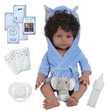 Imagem de Bebê Reborn Negro Corpo De Silicone Pode Dar Banho Elefante - Cegonha 