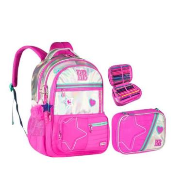 Imagem de Kit Mochila Estojo Rebecca Bonbon Costas Holográfica - Clio style, Ros