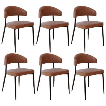 Imagem de Cadeira De Jantar Estofada Kit 6 Chloe M25 Sintético Whisky - Mpozenato