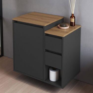 Imagem de Armário de Banheiro Bahamas 1 Porta 2 Gavetas Grafite - Art In Móveis