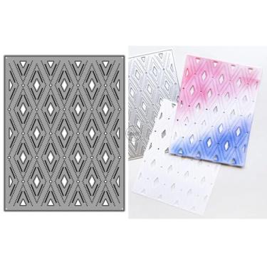 Imagem de DzIxY Placa de fundo de losango, matrizes de corte de metal para kit de fabricação de cartões, conjunto de recortes de papel, estêncil, suprimentos, modelos de máquina