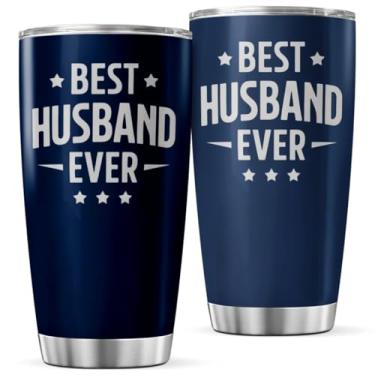 Imagem de Copo de aço inoxidável Best Husband Ever de 590 ml, presente para a esposa Dia dos Pais, aniversário, café, caneca de viagem, bebida, calor quente, ao ar livre, chá gelado, garrafa fria