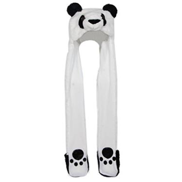 Imagem de Bioterti Gorro 3 em 1 de pelúcia com cachecol de pata longa, combo de luvas (Panda)