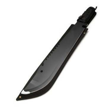 Imagem de Lucena Facão Full Teng Militar Tático, Lâmina Preta 36cm em Aço Inox, Cabo 14cm, para Camping, Pesca, Trilhas, Caça, com Bainha em Poliéster