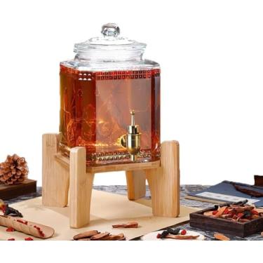 Imagem de Hyqg Glass Driks Dispeser, 3l / 5l / 7.5l Dispeser De água Com Tampa De Anúncio De Torneira, Garrafa De água Fria Beverage Dispeser, Lemoade Beer Jars Juice Driks Cotaier Para Es, A, 7.5L