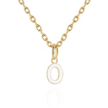 Imagem de Colares com inicial feminina, banhado a ouro 14K com letra A-Z com esmalte colorido, corrente ajustável de 45,7 a 50,8 cm - Presentes de Dia dos Namorados para ela, presentes de aniversário, presentes