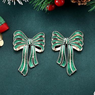 Imagem de Brincos de Natal para mulheres, brincos de laço, roupas de Natal, acessórios de bijuteria, 2inch, Cobre, Sem pedra preciosa