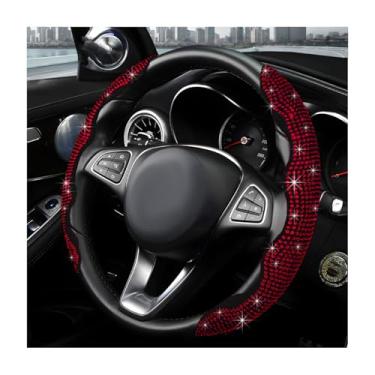 Imagem de MUQIDA 2 peças de capa de volante, protetor de volante segmentado de strass cintilante serve para 35,5 cm a 15,6 polegadas, capa de envoltório de roda antiderrapante, acessórios de interior de carro