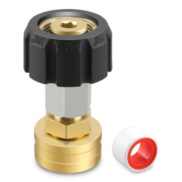 Imagem de Adaptador de mangueira de jardim M22 15 mm fêmea x 3/10.2 cm FGH fêmea de latão adequado para pistola de lavadora de pressão, 5000PSI