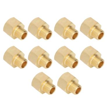 Imagem de SUNGOOYUE Acessórios para Tubos de Latão Adaptador Durável para Encanamento, 10 Unidades de 3/8 pol. NPT Macho para Extensão Fêmea de 1/4 pol. NPT para Cabeça de Chuveiro, Bico de Banheira, Material
