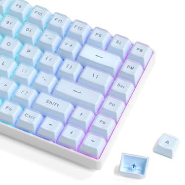 Imagem de Womier Jelly Keycaps, conjunto de teclado mecânico para teclas, tampa de tecla transparente de perfil OEM, 113 teclas azuis fofas personalizadas para 60%, 75%, 100% teclados mecânicos com