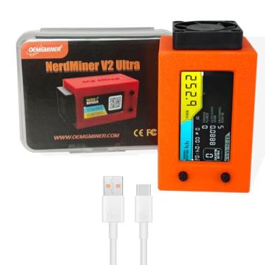 Imagem de NerdMiner V2 Ultra 78KH/S T Display S3 Bitcoin Miner com Baixo Consumo de Energia Crypto Nerdminer com Fan Lucky Miner Win 6.25 BTC (Laranja)