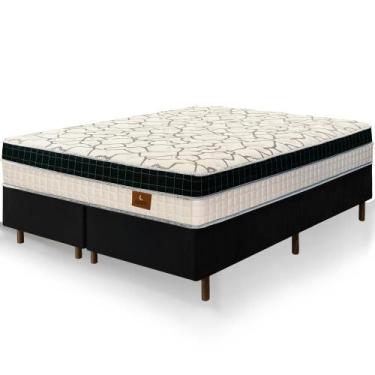 Imagem de Cama Box Queen Size Preta Colchão Buenos Aires Molas Superlastic 158x1