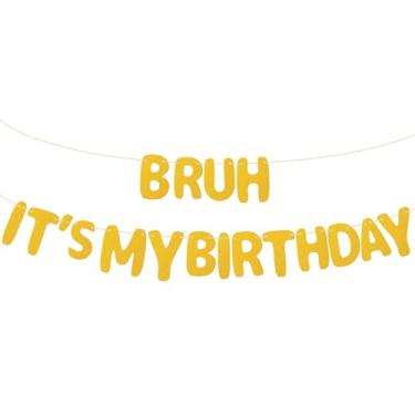 Imagem de Bruh Faixa It's My Birthday Banner, Gold Giltter Teen Boy Decorações de Aniversário Faixa Pré-amarrada Haning para Adolescentes Artigos de Festa Pré-adolescente Pano de Fundo de Cabine de Fotos