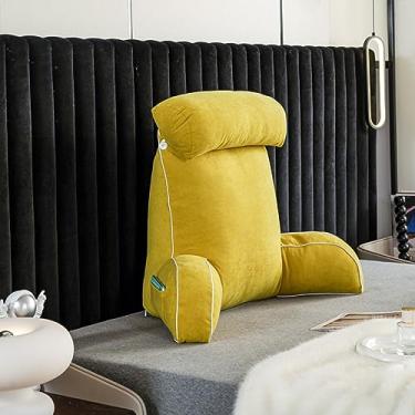 Imagem de Travesseiro de leitura extra grande com desfiado | Travesseiro de leitura para descanso de cama com apoio de braço para pescoço e costas para sentar na cama, ler, jogar, relaxar, assistir TV 75 × 40 ×