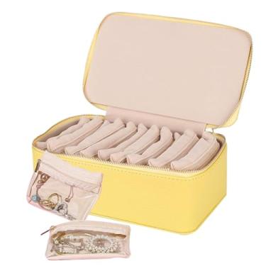 Imagem de Caixa de viagem de joias - organizador de anéis de colar - 12 compartimentos porta-anéis portátil acessórios de férias para mulheres, meninas, mãe, esposa, filha
