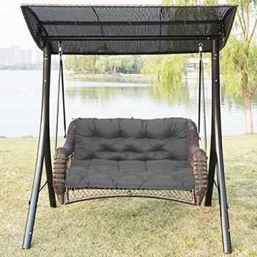 Imagem de Almofadas de substituição para móveis de pátio ao ar livre, à prova d'água, almofada de assento de banco de jardim, tapete de balanço de 3 lugares com encosto cinza escuro 120 x 100 x 10 cm