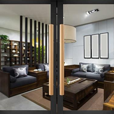 Imagem de STXYANGV Puxador de porta de entrada de escritório, puxador de porta de barra de madeira interior exterior para porta de celeiro deslizante, hall de hotel, cafeteria, sala de jantar, puxador push pull