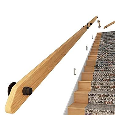 Imagem de Corrimãos antiderrapantes de 30 pés e 6 m para escadas externas e internas, com corrimãos de escada de madeira adequados para instalação de idosos/crianças, fácil de instalar (tamanho: 1,5 m)