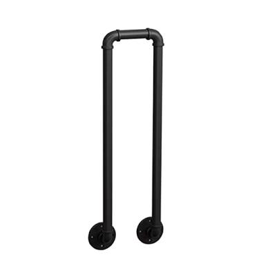 Imagem de SENNIAN Corrimão de escada em forma de U, tubo de ferro preto, cerca lateral de segurança antiderrapante, para corrimão de escada interna e externa, barra de suporte de corredor Villa Loft, kit