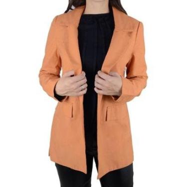 Imagem de Blazer Feminino Autenticada Linho Laranja Camel - 7655-Feminino