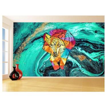 Imagem de Papel De Parede Animais Pop Art Lobo Colorido 3,5M Pxa584 - Você Decor