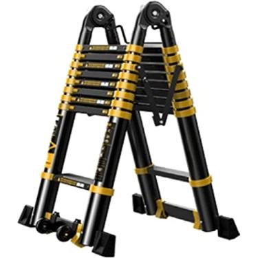 Imagem de OKUOKA Escadas, escada telescópica de alumínio 2 em 1, escada dobrável portátil com mecanismo de bloqueio de carga máxima 150 kg